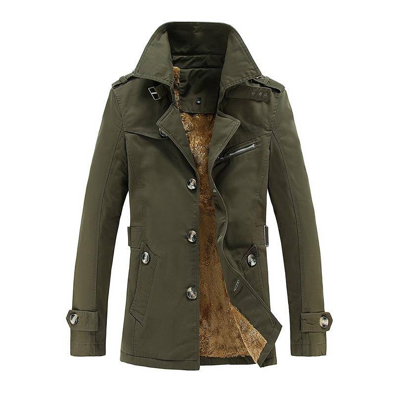 Herren Dicke Warme Windjacke Mäntel Jacken Marke Herrenbekleidung Fleece Herren Lange Trenchcoats Herren Lässig Oberbekleidung Klassisch Lang M grün von Joom DACH