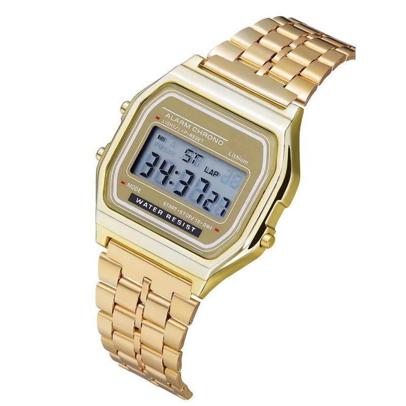 Herren Digitaluhr Edelstahlarmband LED-Uhr / Freizeit / Sport / Kalender gold von Joom DACH