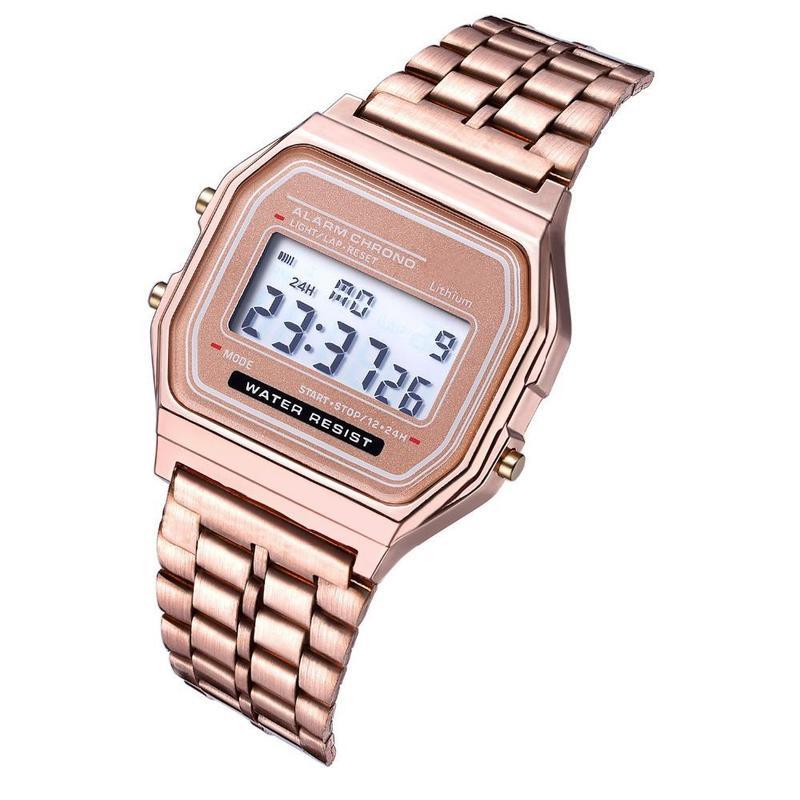 Herren Digitaluhr Edelstahlarmband LED-Uhr / Freizeit / Sport / Kalender rose gold von Joom DACH