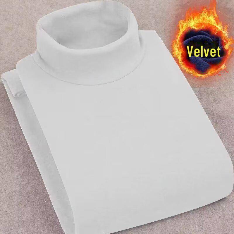 Herren Doppelseitiges Samt Halbrollkragen Langarm T-Shirt - Herbst/Winter Warm, Übergröße 2XL weiß von Joom DACH