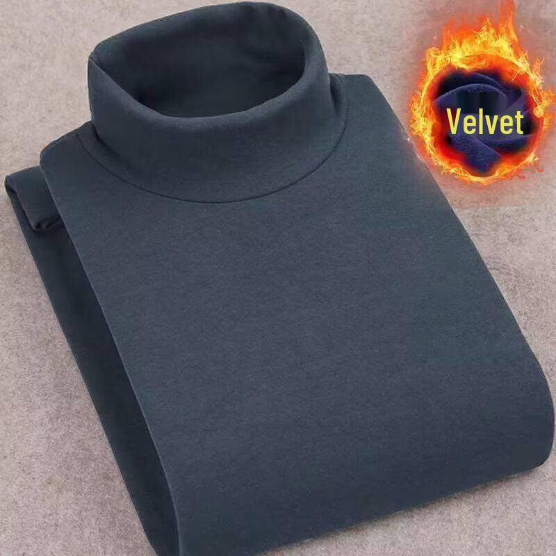 Herren Doppelseitiges Samt Halbrollkragen Langarm T-Shirt - Herbst/Winter Warm, Übergröße 3XL dunkelgraue von Joom DACH