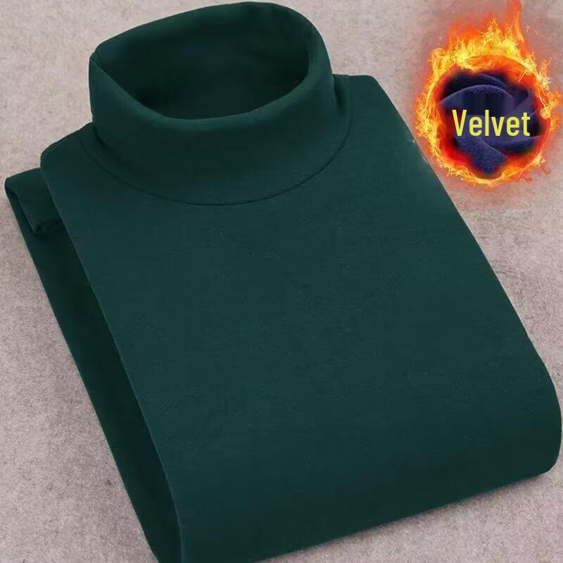 Herren Doppelseitiges Samt Halbrollkragen Langarm T-Shirt - Herbst/Winter Warm, Übergröße 4XL dunkelgrüne von Joom DACH