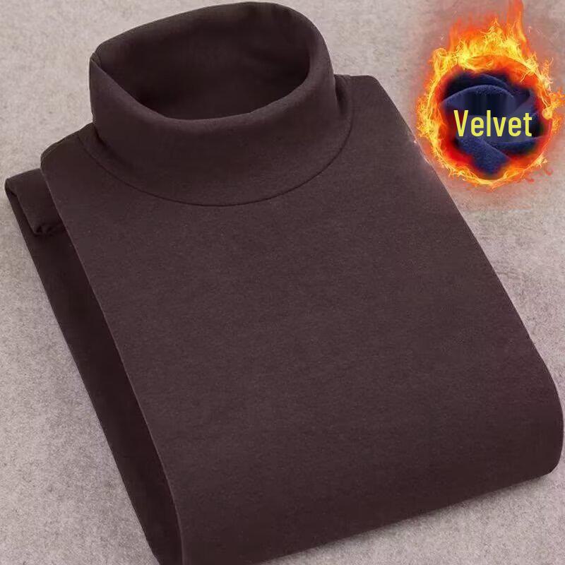 Herren Doppelseitiges Samt Halbrollkragen Langarm T-Shirt - Herbst/Winter Warm, Übergröße 5XL von Joom DACH