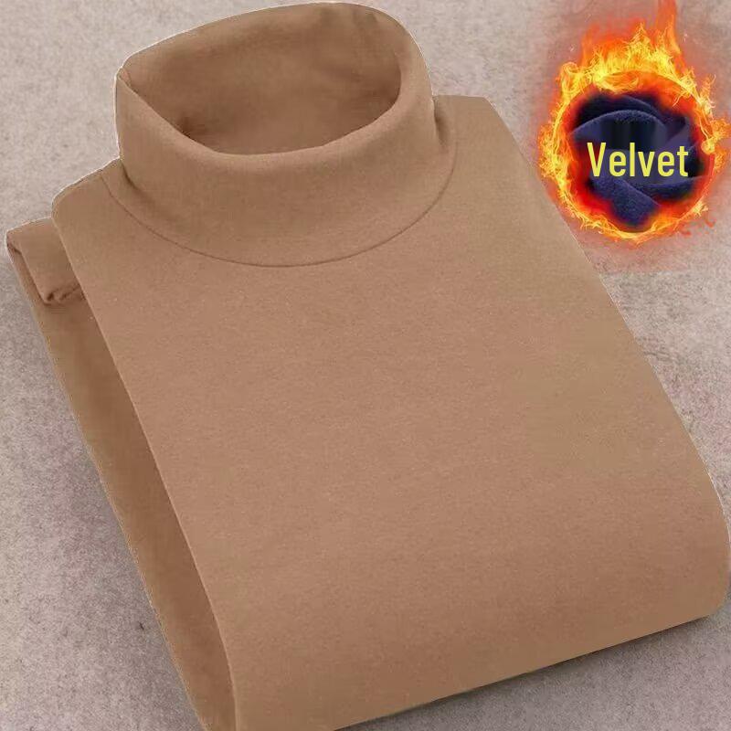 Herren Doppelseitiges Samt Halbrollkragen Langarm T-Shirt - Herbst/Winter Warm, Übergröße L khaki von Joom DACH