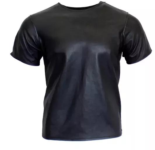 Herren Echtes Lammfell Leder T-Shirt Reißverschluss Sommer Handarbeit Stylische Casual Wear XXL schwarz von Joom DACH
