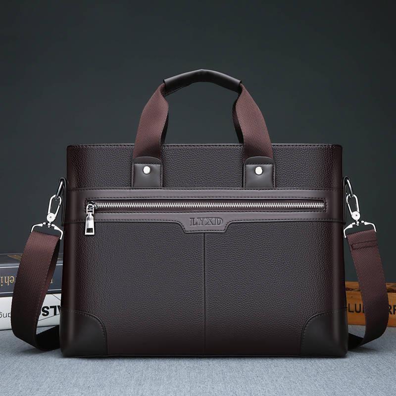 Herren Echtleder Büro Business Aktentasche Laptoptasche Attache Portfolio Tasche Messenger Bag 35cm*25cm*6cm von Joom DACH