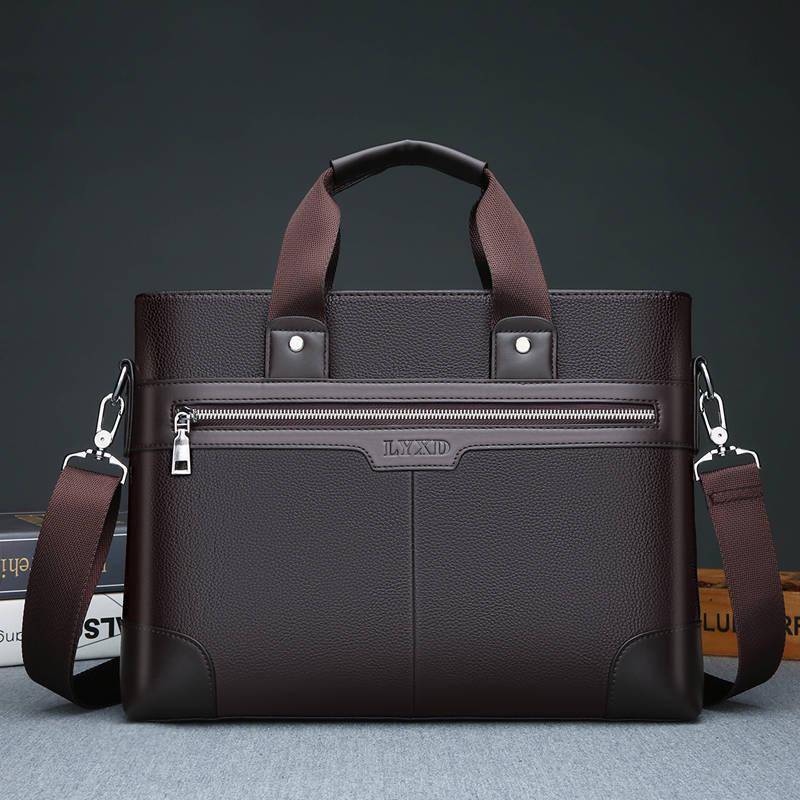 Herren Echtleder Büro Business Aktentasche Laptoptasche Attache Portfolio Tasche Messenger Bag 35cm*25cm*6cm von Joom DACH