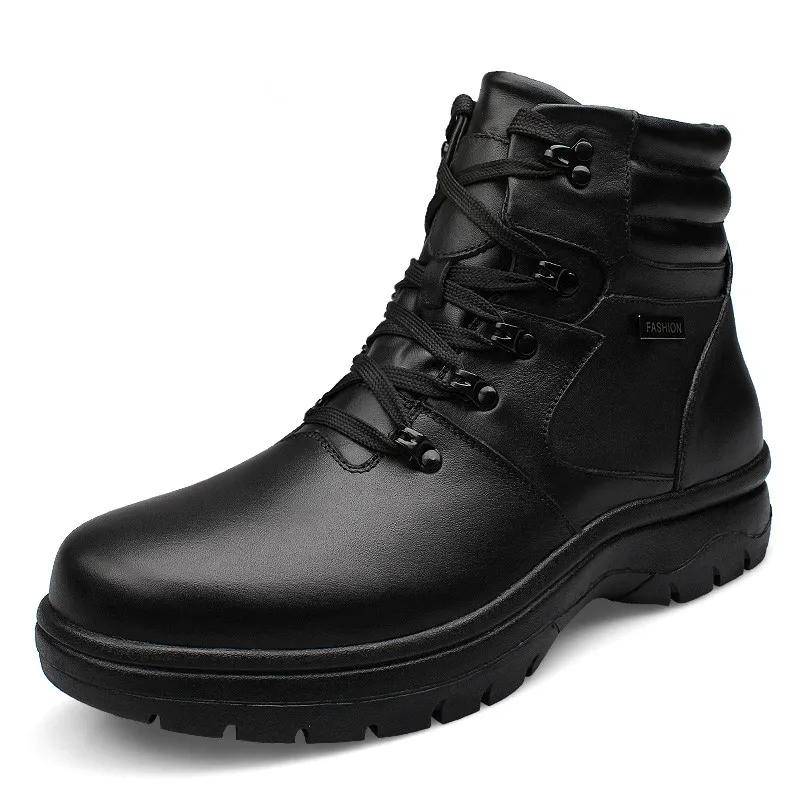 Herren Echtleder Stiefel Winter Schneestiefel Wasserdichte Stiefel mit Fell Warme Stiefel Super Große Größe 51 52 53 Herren Bodenschuhe 53 von Joom DACH