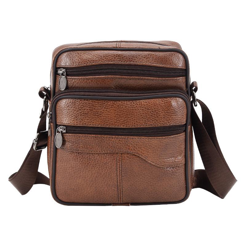 Herren Echtleder Umhängetaschen Schultertaschen Hohe Qualität Tote Mode Geschäftsmann Messenger Bag Ledertaschen Bauchtasche L braun von Joom DACH