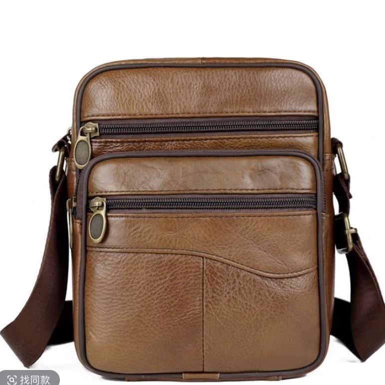 Herren Echtleder Umhängetaschen Schultertaschen Hohe Qualität Tote Mode Geschäftsmann Messenger Bag Ledertaschen Bauchtasche S braun von Joom DACH