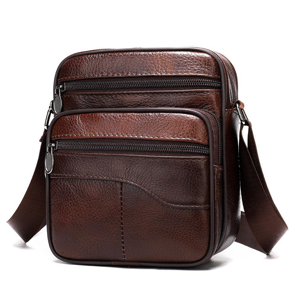 Herren Echtleder Umhängetaschen Schultertaschen Hohe Qualität Tote Mode Geschäftsmann Messenger Bag Ledertaschen Bauchtasche S dunkelrote von Joom DACH