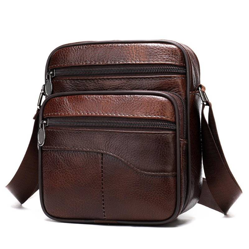 Herren Echtleder Umhängetaschen Schultertaschen Hohe Qualität Tote Mode Geschäftsmann Messenger Bag Ledertaschen Bauchtasche S dunkelrote von Joom DACH