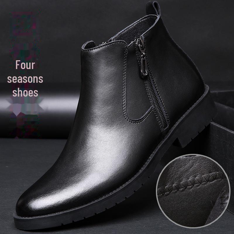 Herren Echtleder & Wolle High-Top Baumwollschuhe - Verdickte Samt Rindsleder Martin Stiefel für Herbst/Winter 39 von Joom DACH