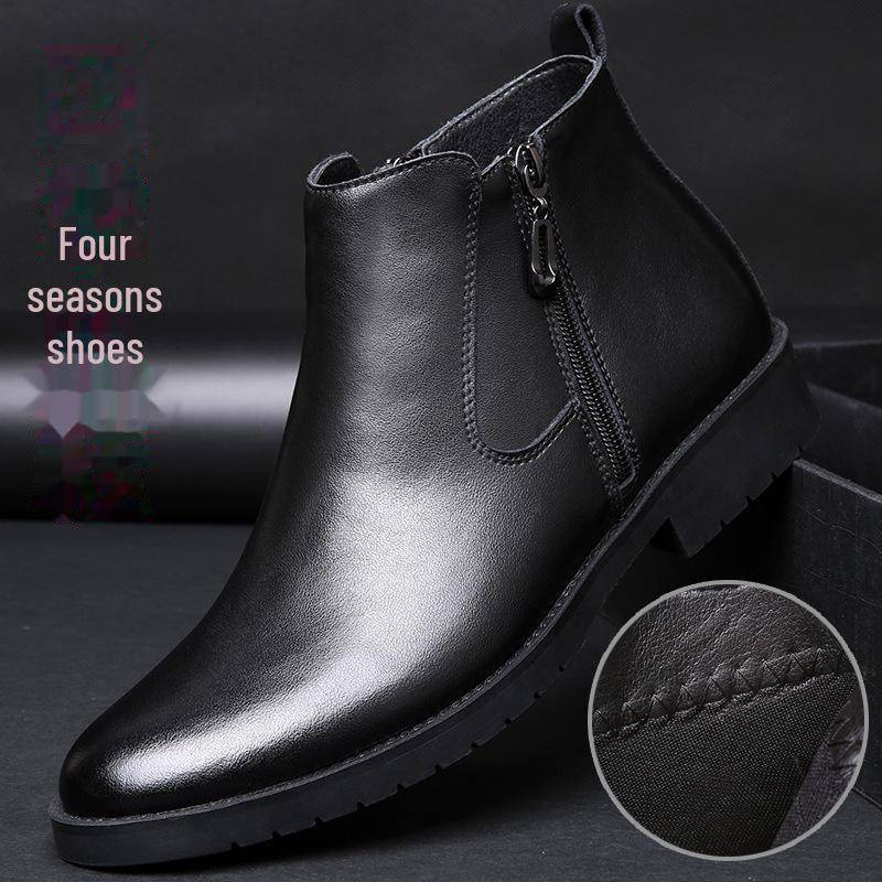 Herren Echtleder & Wolle High-Top Baumwollschuhe - Verdickte Samt Rindsleder Martin Stiefel für Herbst/Winter 39 von Joom DACH