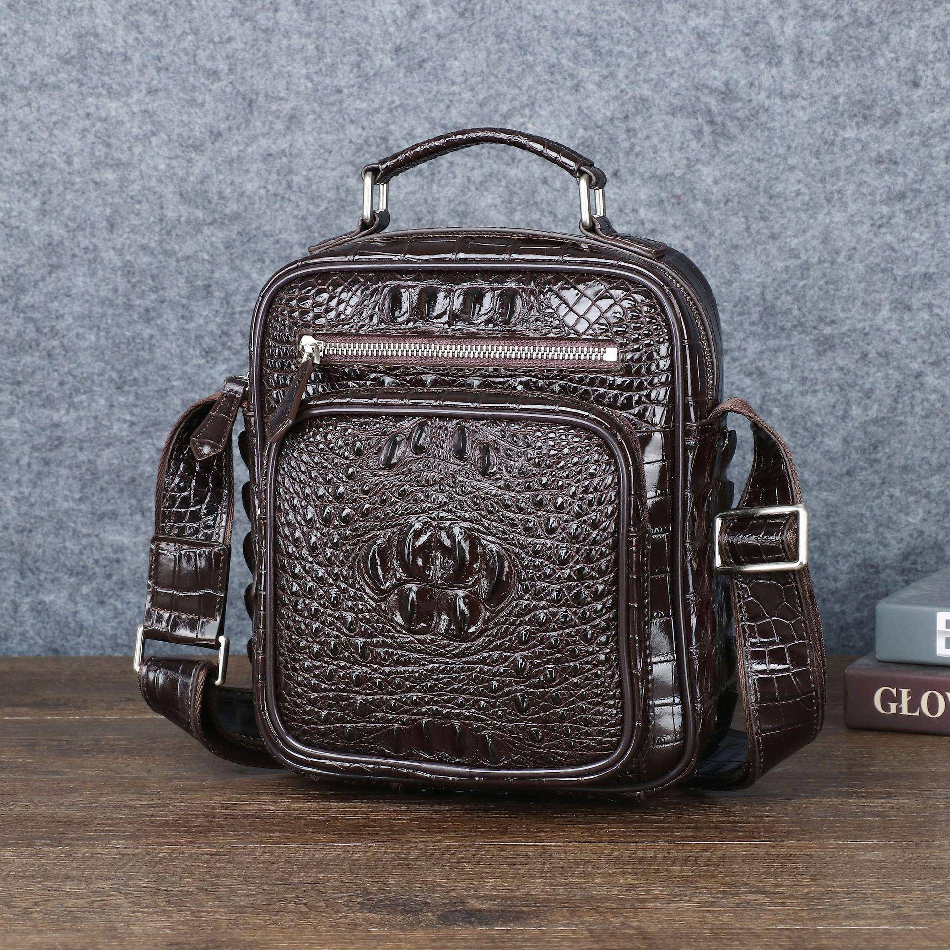 Herren Ein-Schulter Umhängetasche mit Krokodilknochenmuster, Hochwertige und Modische Herrenhandtasche, Handtasche, Lässiger Outdoor-Rucksack von Joom DACH