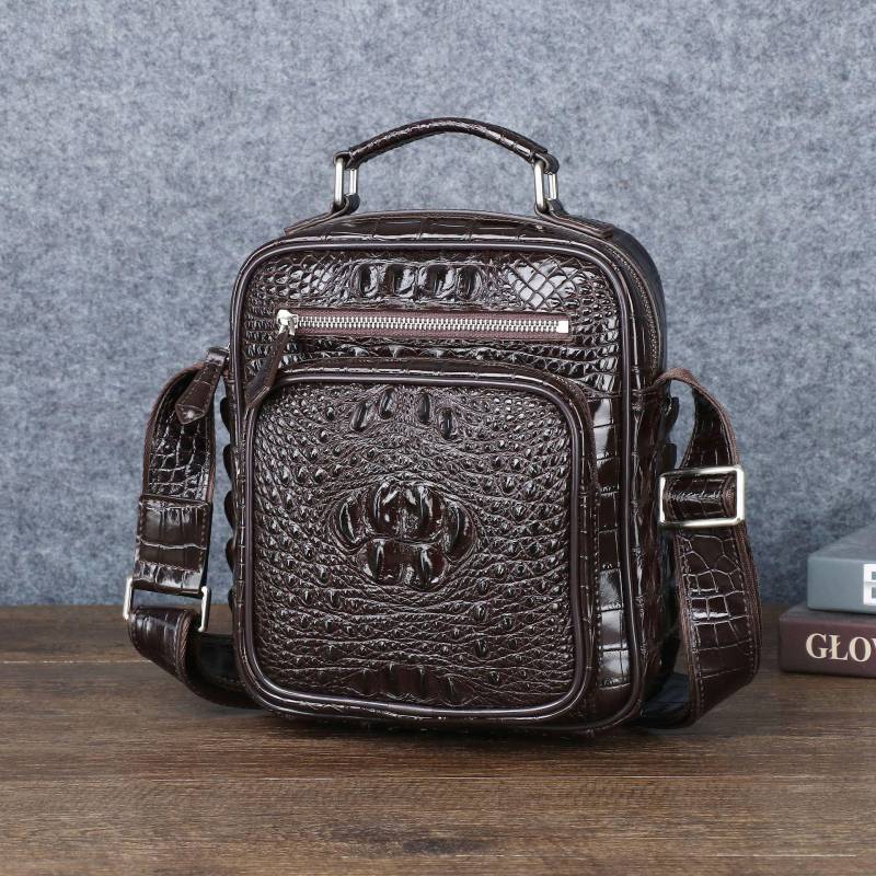 Herren Ein-Schulter Umhängetasche mit Krokodilknochenmuster, Hochwertige und Modische Herrenhandtasche, Handtasche, Lässiger Outdoor-Rucksack von Joom DACH