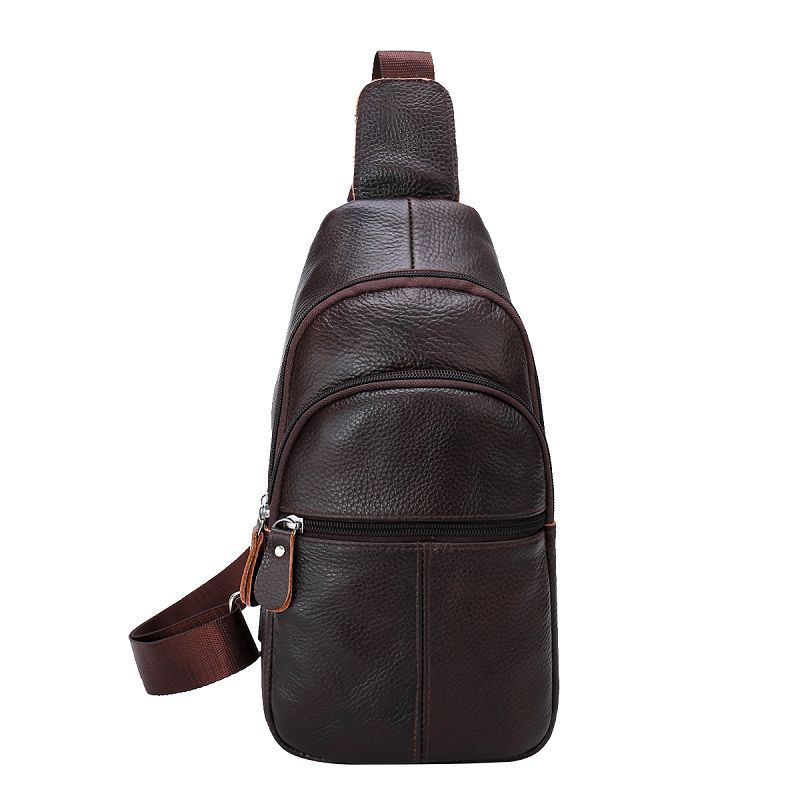 Herren Einfache Brusttasche Herren Großvolumige Rindsleder Freizeit Handy-Tasche Business Pendeln Ein-Schulter Umhängetasche braun von Joom DACH