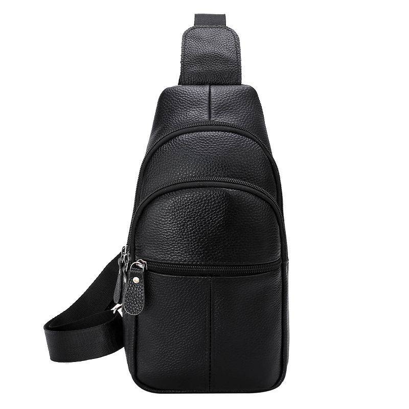 Herren Einfache Brusttasche Herren Großvolumige Rindsleder Freizeit Handy-Tasche Business Pendeln Ein-Schulter Umhängetasche schwarz von Joom DACH