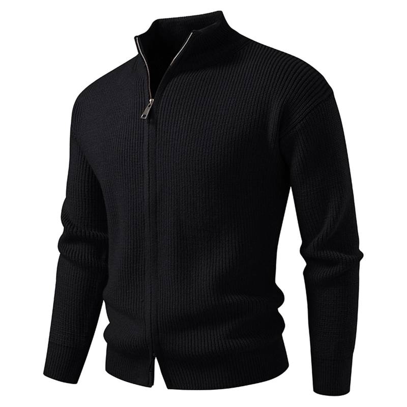 Herren Einfarbig Lässig Sportlich Gestrickte Strickjacke Modischer Doppelkopf-Reißverschluss Pullover Strickjacke Jacke M schwarz von Joom DACH