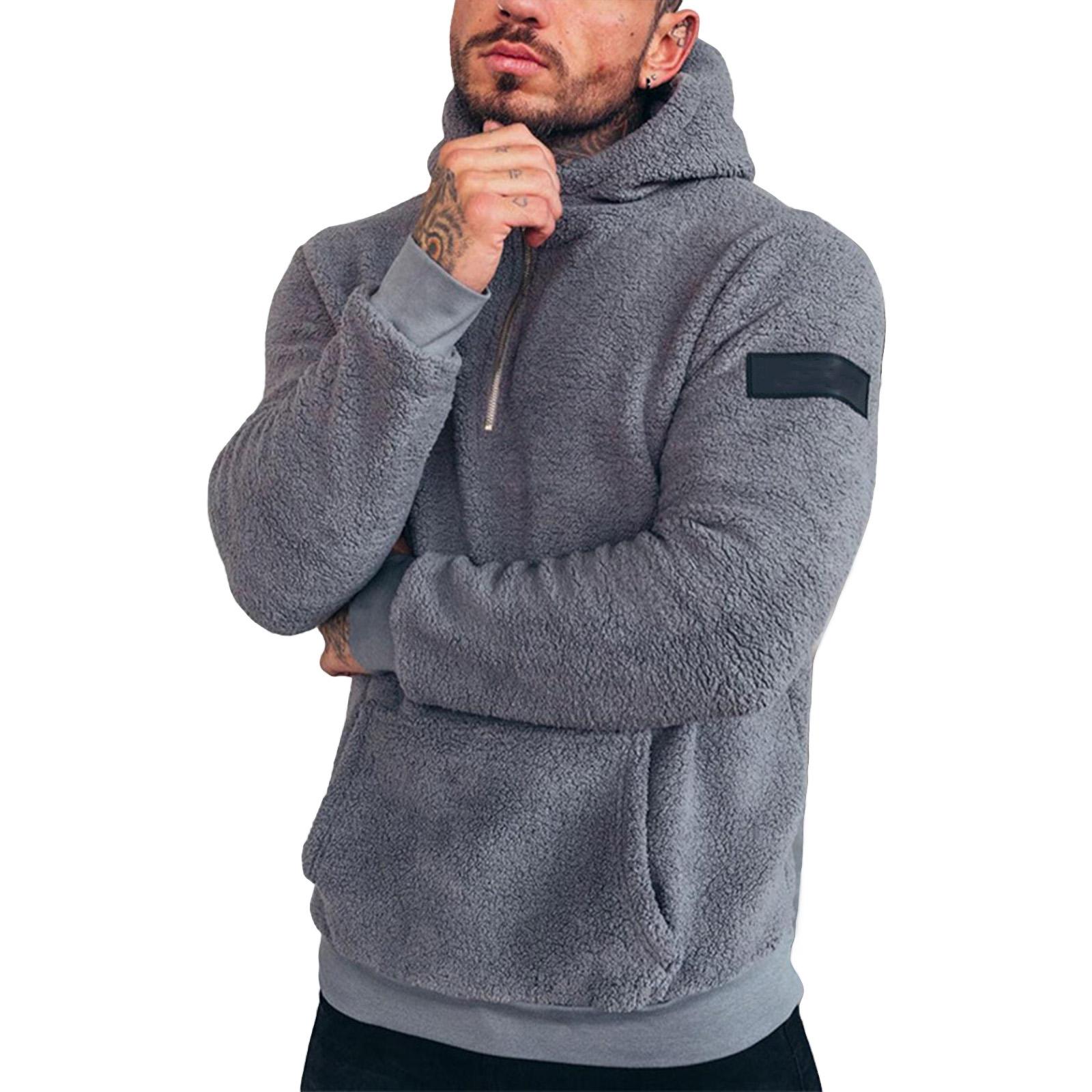 Herren Einfarbig Plüsch Half-Zip Sweatshirt Hoodie Herren Sport Übergröße Lässiges Sweatshirt M von Joom DACH