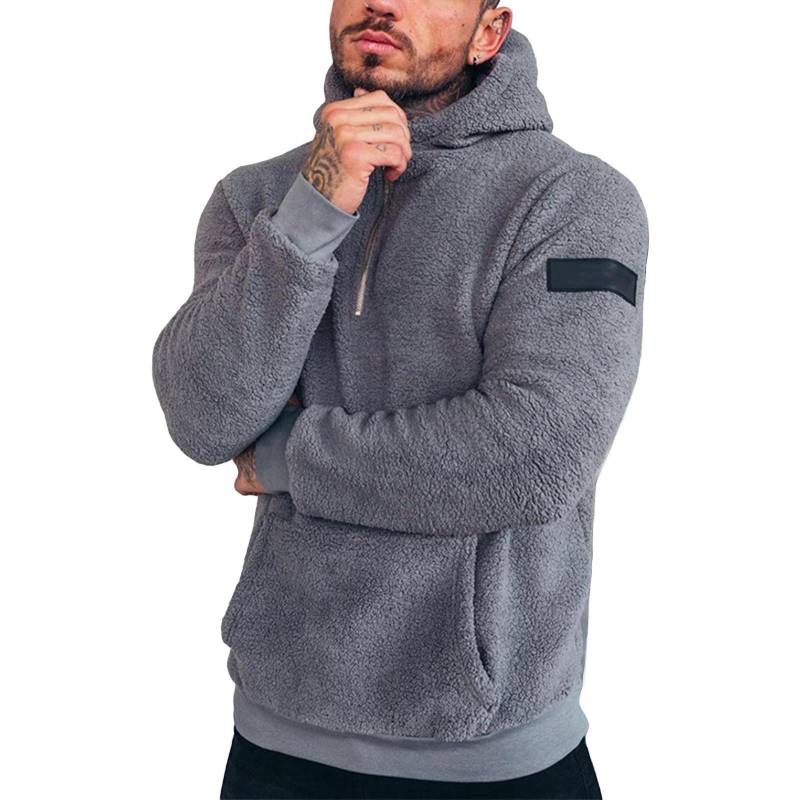 Herren Einfarbig Plüsch Half-Zip Sweatshirt Hoodie Herren Sport Übergröße Lässiges Sweatshirt M von Joom DACH