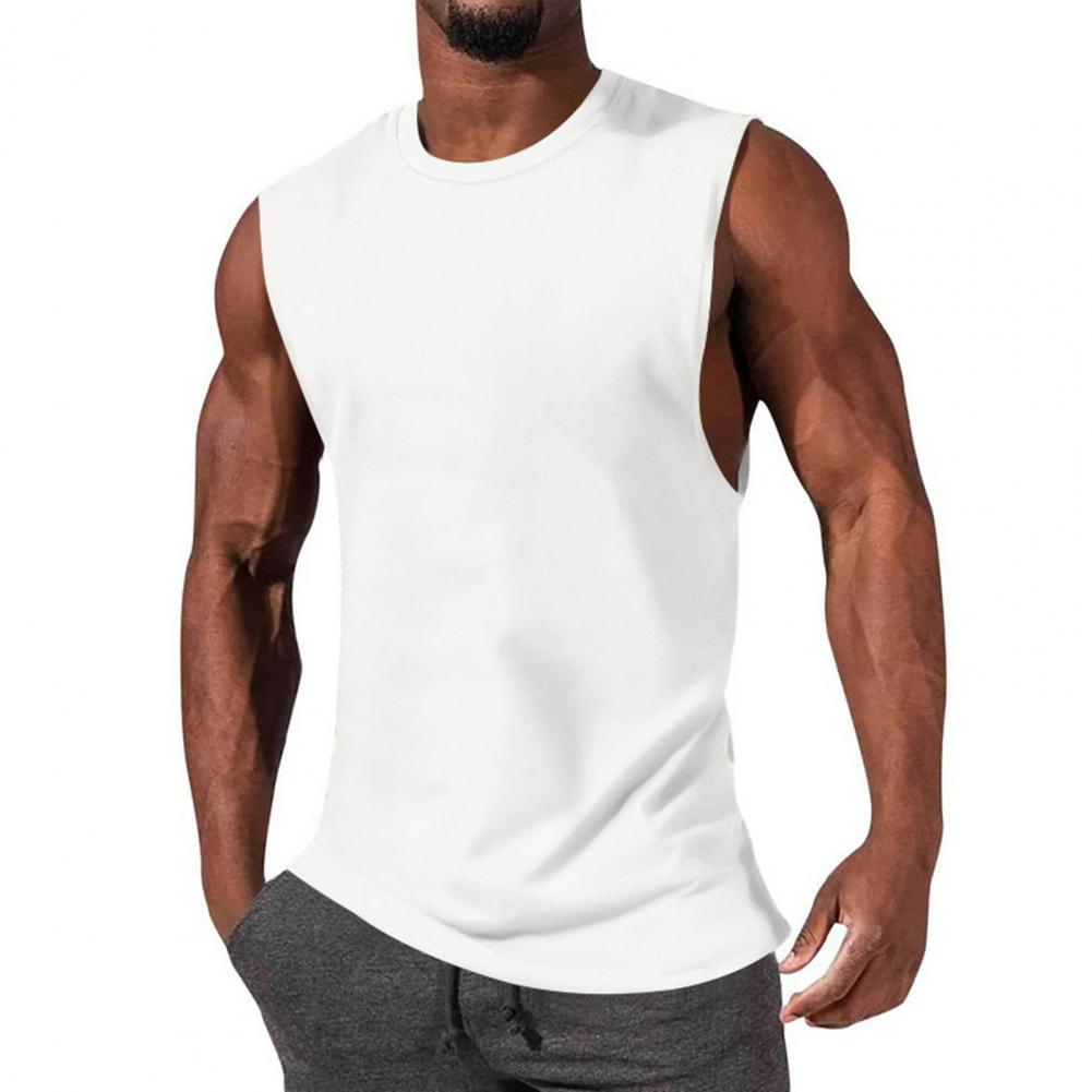 Herren Einfarbige Sportweste O-Ausschnitt Ärmelloses Bodybuilding Fitness Weste Loose Fit Dehnbare Tops Streetwear M weiß von Joom DACH