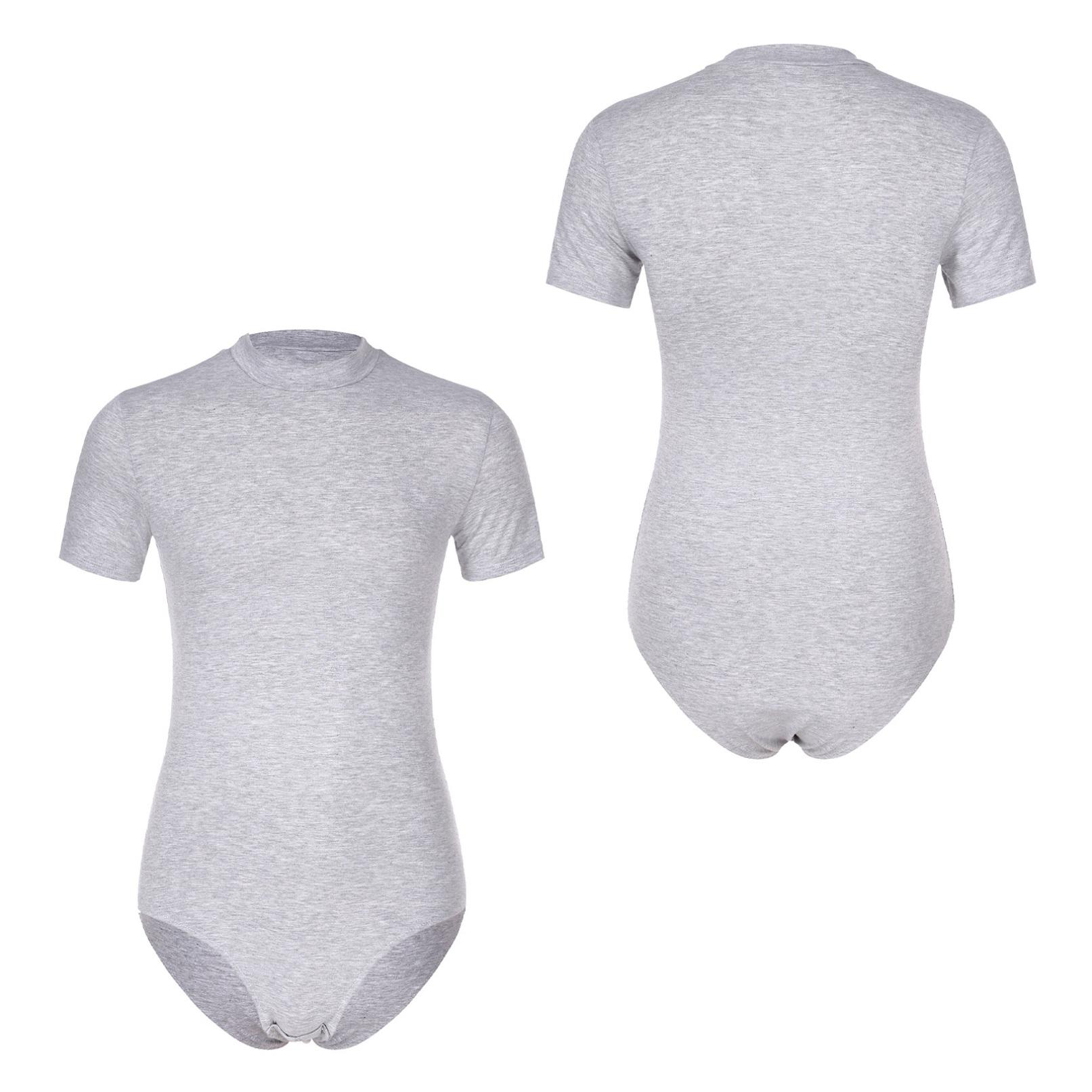 Herren-Einteiler, kurzärmelig, Unterhemd, Druckknopf-Schritt-Trikot, Oberteil, schmale Passform, Strampler M grau von Joom DACH