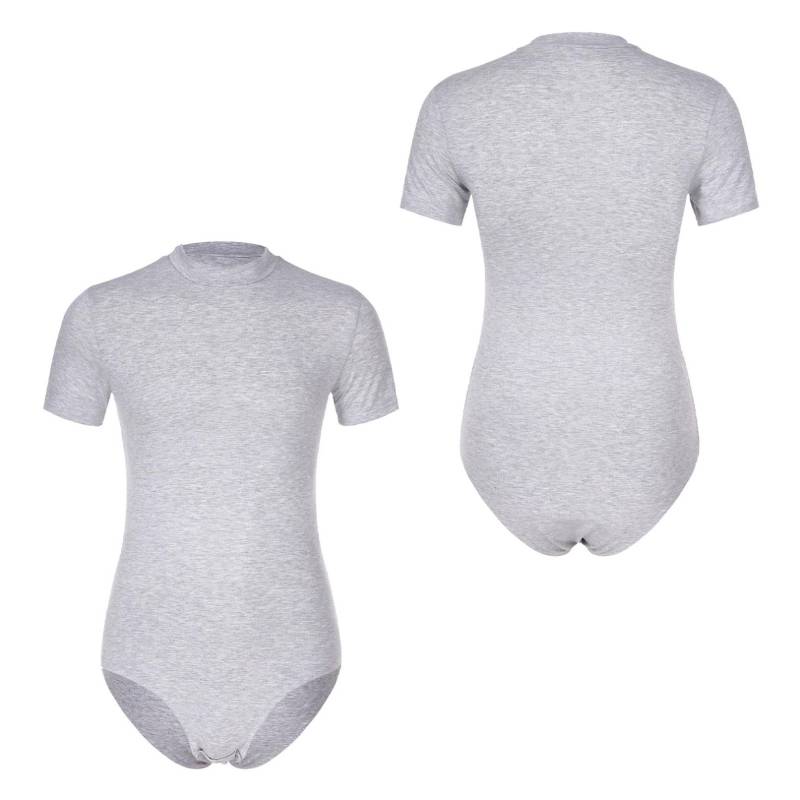 Herren-Einteiler, kurzärmelig, Unterhemd, Druckknopf-Schritt-Trikot, Oberteil, schmale Passform, Strampler XXL grau von Joom DACH