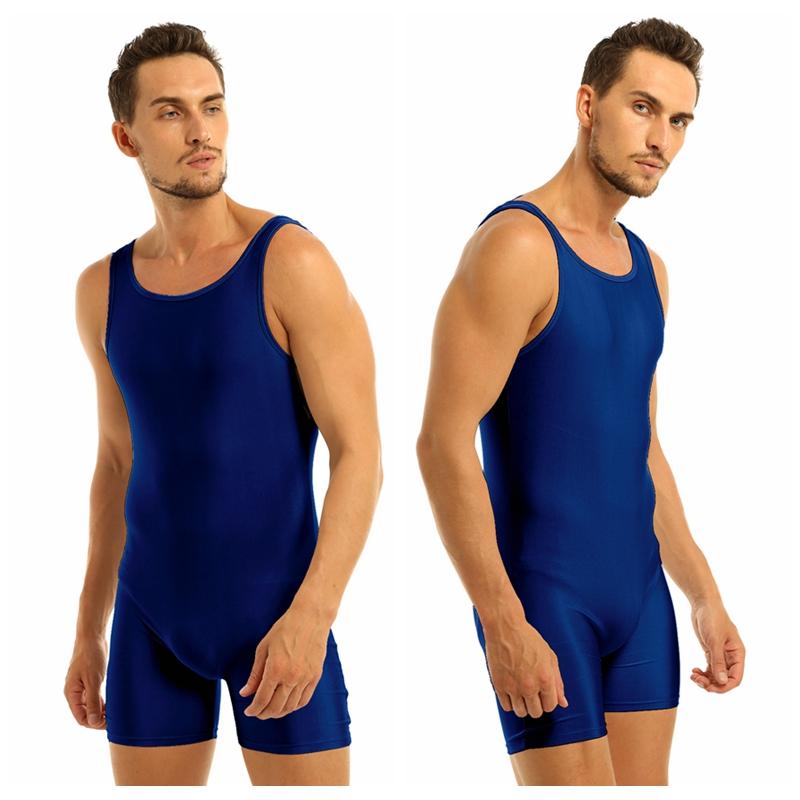 Herren Einteiler Stretch Bodywear Ärmellos Unitard Strumpfhose Bodysuit Turnanzug Unterhemd 3XL navy blau von Joom DACH