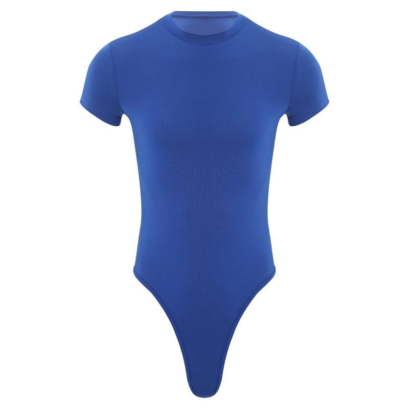 Herren Einteiler Tangas Bodysuit Kurzarm Knopfleiste Hemd Turnanzug Snappies Strampler Jumpsuit XXL blau von Joom DACH