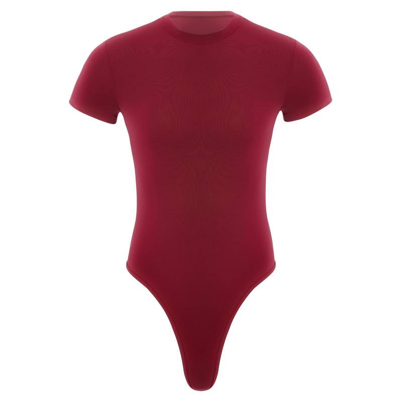 Herren Einteiler Tangas Bodysuit Kurzarm Knopfleiste Hemd Turnanzug Snappies Strampler Jumpsuit XXL bordeaux von Joom DACH