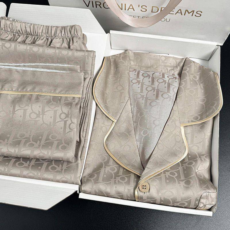 Herren Eisseiden-Pyjama-Set - Langarm & Hose, Dünn, Große Größe, Geeignet für Frühling/Sommer und Outdoor-Bekleidung. 2XL [70-80 kg] von Joom DACH