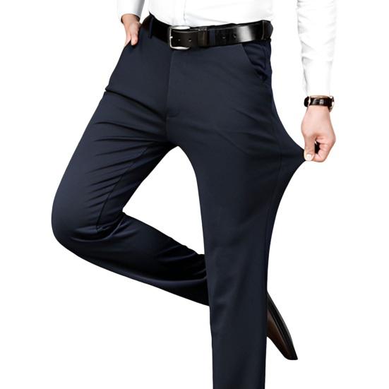 Herren Elastische Anzughose Dünne Hose mit geradem Bein Knitterfreie bügelfreie Businesshose für Büro Abendgarderobe Date 2XL navy blau Herren Elastische Anzughose Dünne Hose mit geradem Bein Knitterfreie bügelfreie Businesshose für Büro Abendgarderobe Date 2XL navy blau von Joom DACH