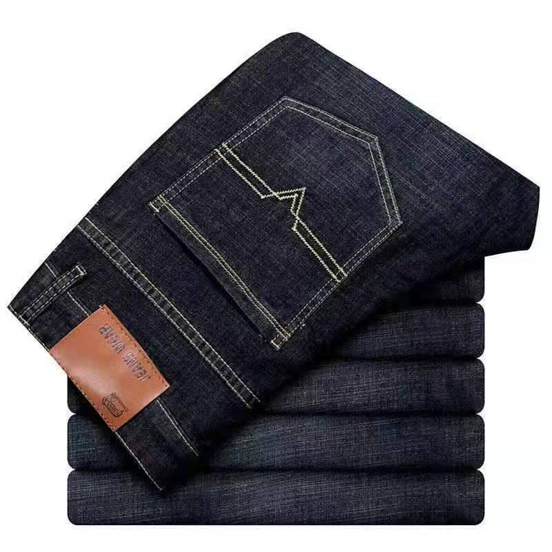 Herren Elastische Straight-Leg Casual Jeans - Lockere Passform für Väter mittleren Alters 35 (160-170 lbs) von Joom DACH