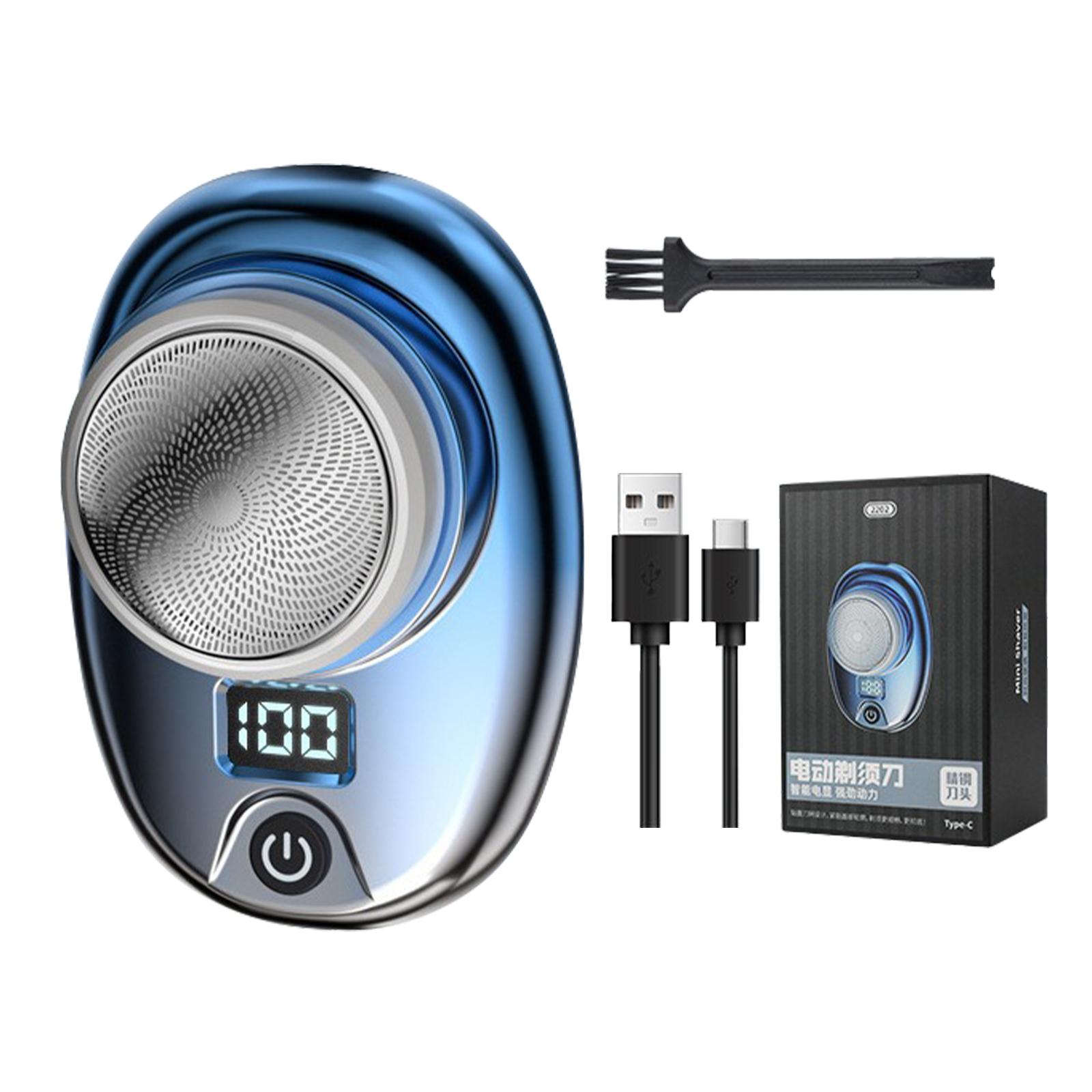 Herren-Elektrorasierer, tragbarer Bartschneider, wiederaufladbarer Rasierer mit Akku, digital blau von Joom DACH