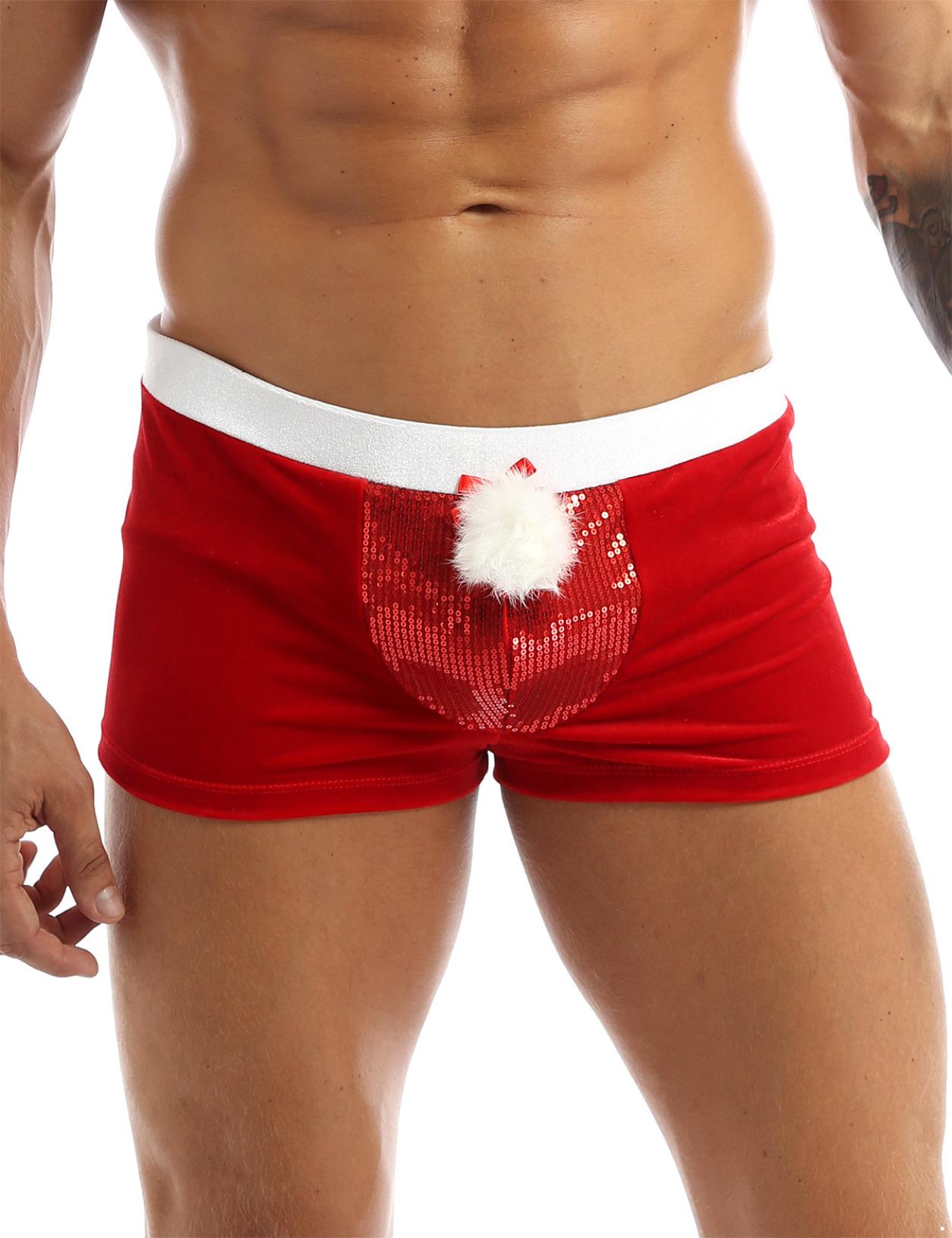 Herren Erwachsene Weihnachten Urlaub Weihnachtsmann Kostüm Boxershorts Cosplay Unterwäsche M rot von Joom DACH