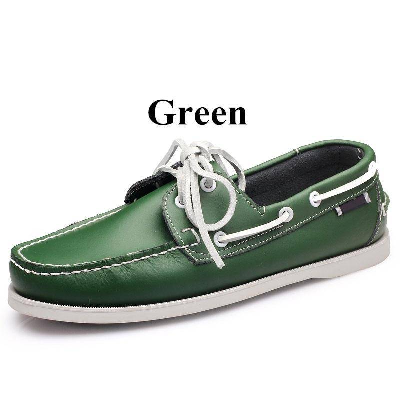 Herren-Fahrer-Bootsschuhe aus echtem Leder, flache Slipper im Markendesign für Herren 42 grün von Joom DACH