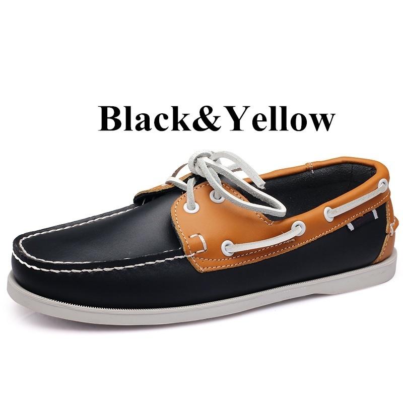 Herren-Fahrer-Bootsschuhe aus echtem Leder, flache Slipper im Markendesign für Herren 44 gelb Herren-Fahrer-Bootsschuhe aus echtem Leder, flache Slipper im Markendesign für Herren 44 gelb von Joom DACH
