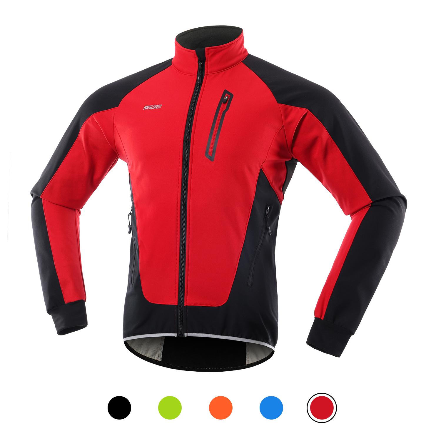 Herren Fahrradjacke, wasserdicht, winddicht, Thermo-Fleece, Fahrradtrikot, MTB, Fahrrad, Reiten, Laufen L rot von Joom DACH