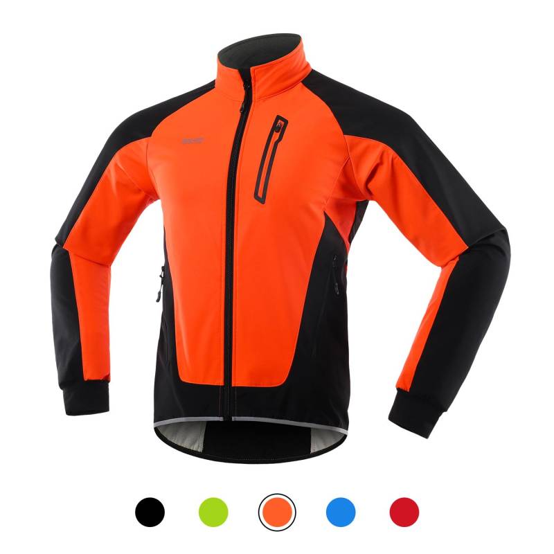 Herren Fahrradjacke, wasserdicht, winddicht, Thermo-Fleece, Fahrradtrikot, MTB, Fahrrad, Reiten, Laufen XL orange von Joom DACH