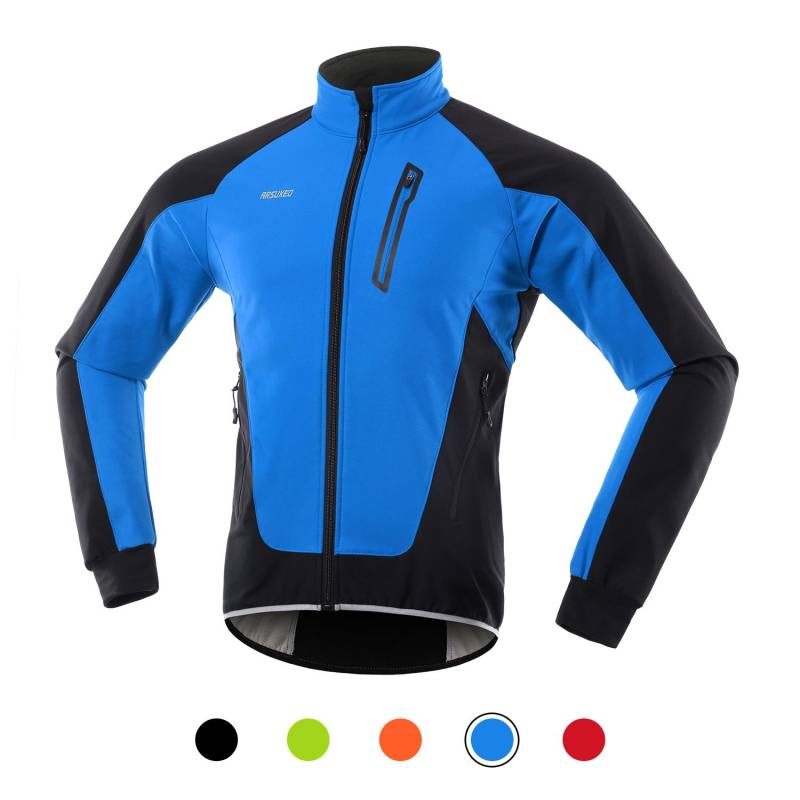 Herren Fahrradjacke, wasserdicht, winddicht, Thermo-Fleece, Fahrradtrikot, MTB, Fahrrad, Reiten, Laufen XXL blau von Joom DACH