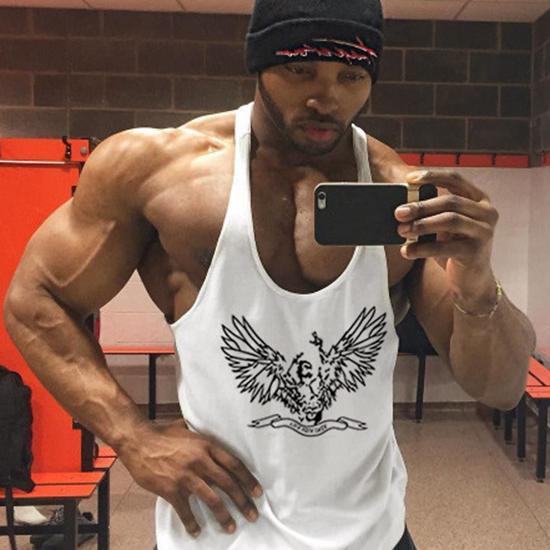 Herren-Fitness-Weste, Flügel, Sport, modisch, bequem, Baumwolldruck, dünner Gürtel, Muskel-T-Shirt XL weiß von Joom DACH