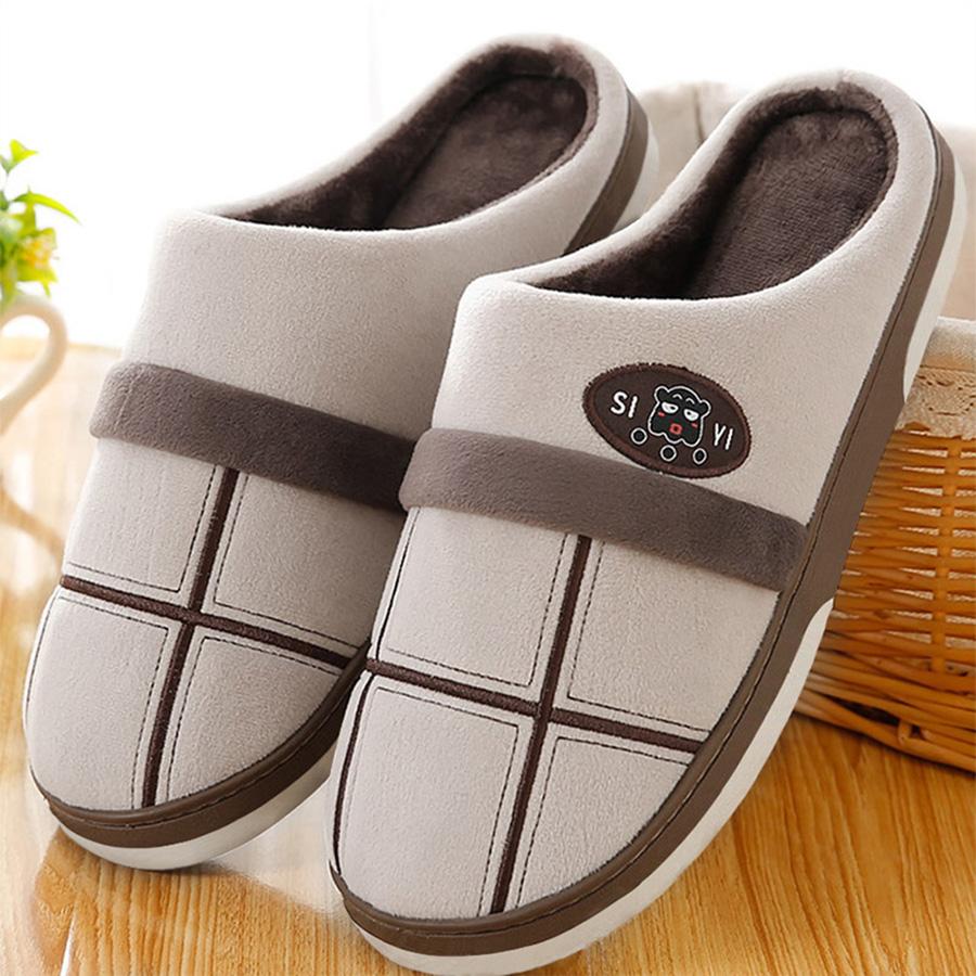Herren Flanell Hausschuhe Kariert TPR Sohle warm Memory-Schaum weich Hausschuhe Winter bequem rutschfest hohe Qualität Zuhause mit Fußgewölbestütze 42/43 braun von Joom DACH