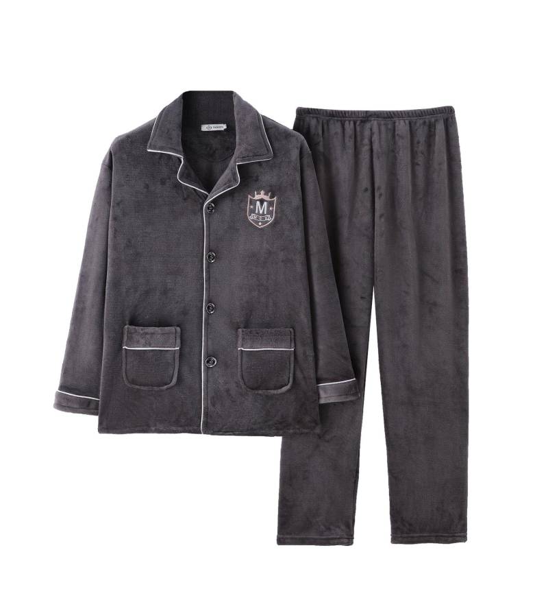 Herren Flanell Pyjama mit Taschen - Samt gefüttert für Herbst & Winter 3XL von Joom DACH