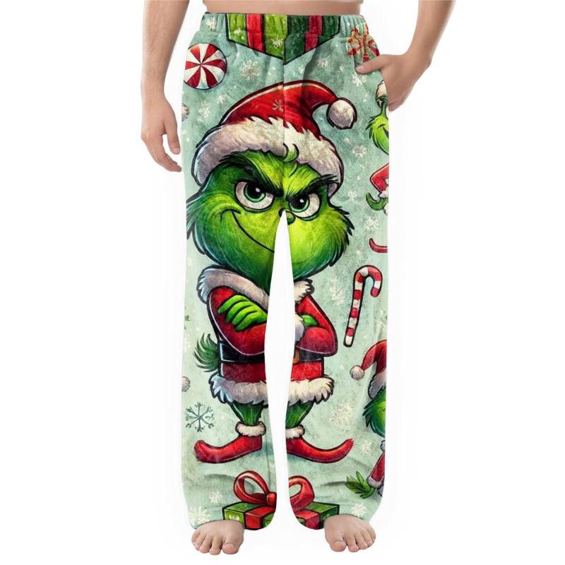 Herren Flanell Taschen Freizeithose, Bedruckte Taschen Freizeithose, Schlafhose für Zuhause S gold von Joom DACH