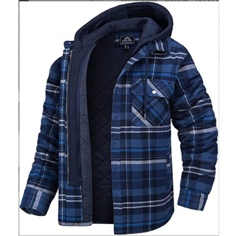 Herren Flanellhemd Jacke mit Abnehmbarer Kapuze Plaid Gesteppt Gefüttert Wintermäntel Dicker Hoodie Oberbekleidung Mann Fleecehemden XL von Joom DACH