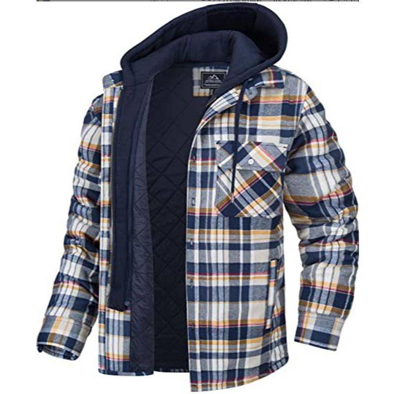 Herren Flanellhemd Jacke mit Abnehmbarer Kapuze Plaid Gesteppt Gefüttert Wintermäntel Dicker Hoodie Oberbekleidung Mann Fleecehemden XXL von Joom DACH