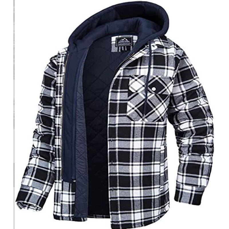 Herren Flanellhemd Jacke mit Abnehmbarer Kapuze Plaid Gesteppt Gefüttert Wintermäntel Dicker Hoodie Oberbekleidung Mann Fleecehemden XXL von Joom DACH