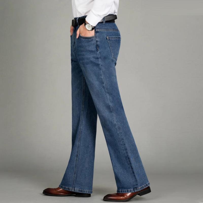 Herren-Flare-Jeans, koreanischer Stil, vielseitige Retro-Freizeithose mit großem Bein 33 blau von Joom DACH
