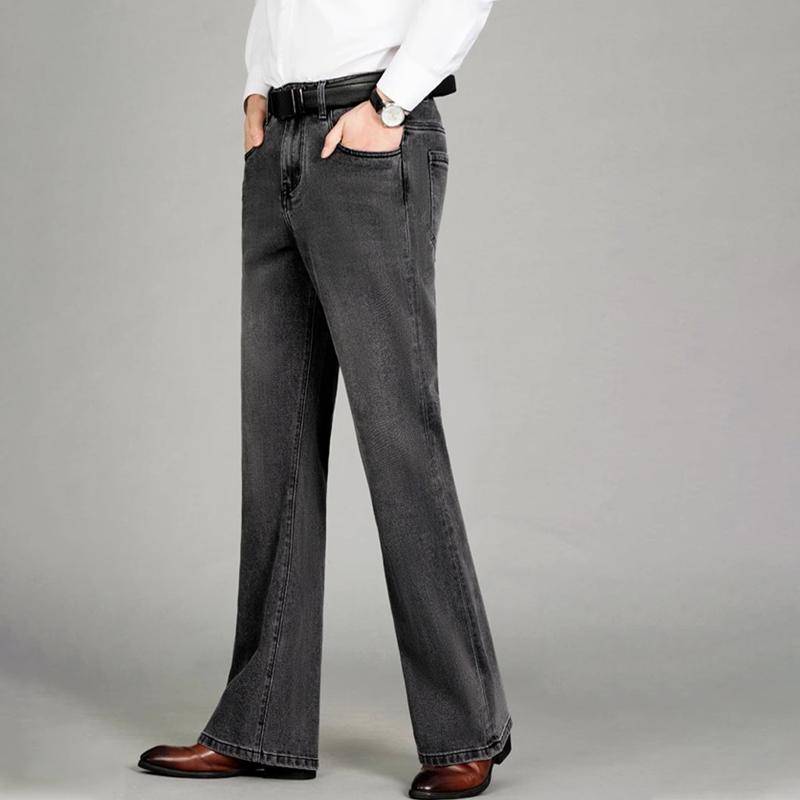 Herren-Flare-Jeans, koreanischer Stil, vielseitige Retro-Freizeithose mit großem Bein 33 dunkelgraue von Joom DACH